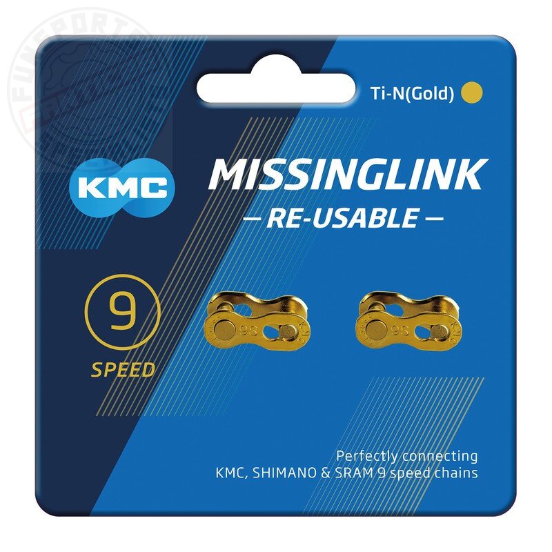 2x KMC Verschlussglied Missinglink Kettenschloss 9-Fach (CL-566 R) Gold