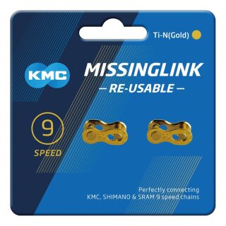 2x KMC Verschlussglied Missinglink Kettenschloss 9-Fach (CL-566 R) Gold