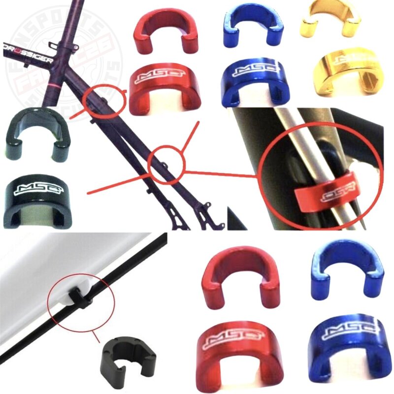 ALU C-Clip Bremsleitung Befestigung Rahmen Scheibembremse rot blau gold Sattelstrebe mtb