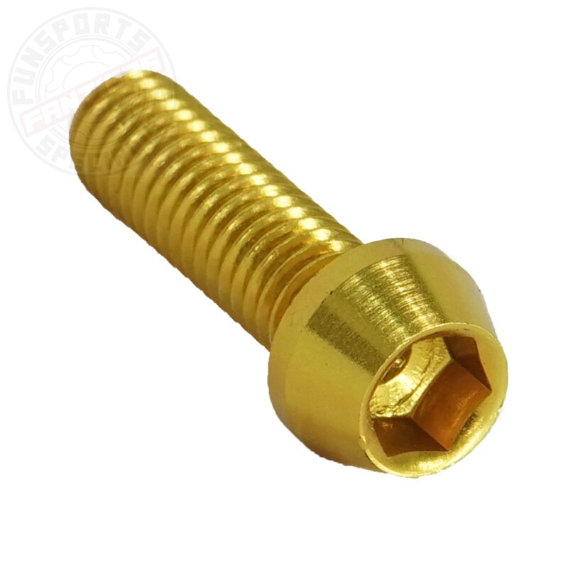 Aluschraube M6x25 konisch 5mm Innensechskant gold