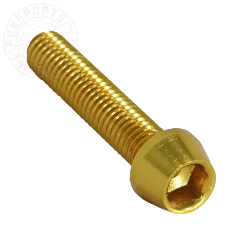 Aluschraube M6x30 konisch 5mm Innensechskant gold