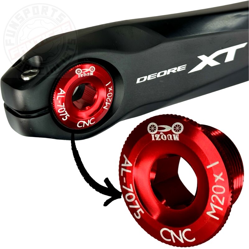 F26 M20x1 Kurbelschraube passend für Shimano Hollowtech II Rot