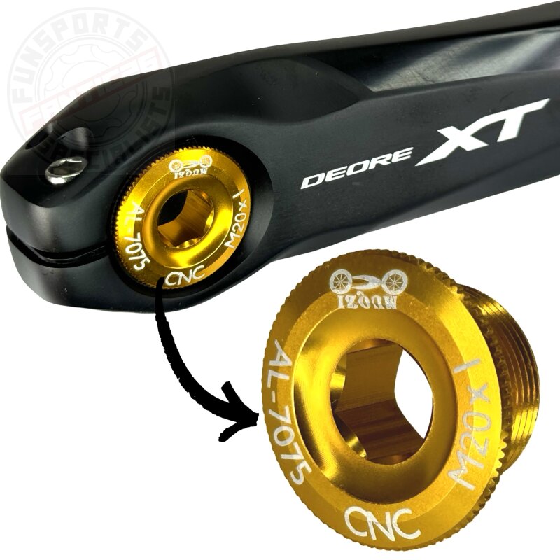 F26 M20x1 Kurbelschraube passend für Shimano Hollowtech II Gold