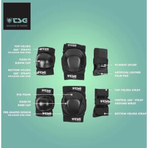 TSG Protection-Set Basic (Knie+Ellenbogen+Handgelenk-Schoner) Gr: L
