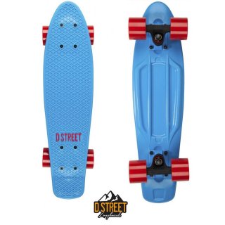D Street Polyprop Mini Cruiser Kinder Retro Skateboard 57cm Blau/Rot