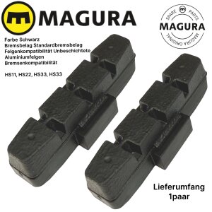 Magura Bremsbeläge für unbeschichtet Felgen Hs11 HS22 HS33 Evo Standard Schwarz (1 Paar)
